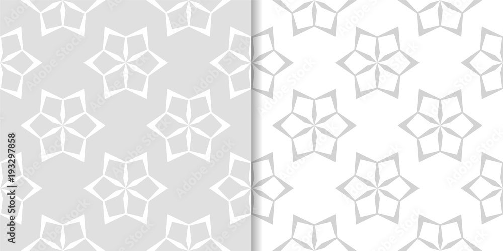 Light gray and white floral seamless ornaments Light gray and white floral seamless ornaments