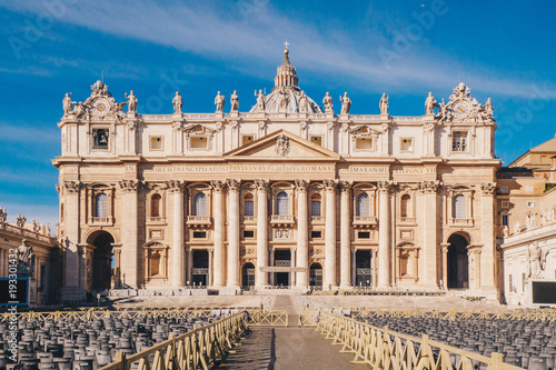 St. Peter's square and Saint Peter's Basilica in the Vatican City in Rome, Italy