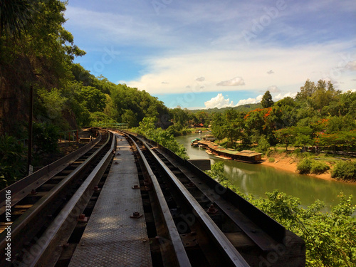 The railway and river with the sky is the background.