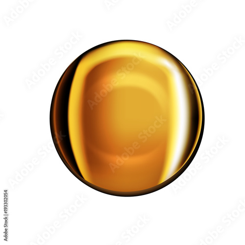 Shining gold oil vector drop on white background. Luxury concept vector Illustration of collagen essence or gold serum droplets for cosmetics, beauty and spa brochure, poster, template or flyer
