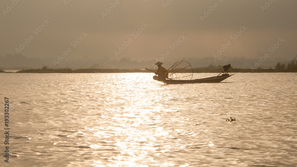Sunset - fishermen - Inle Lake Sunset - fishermen - Inle Lake