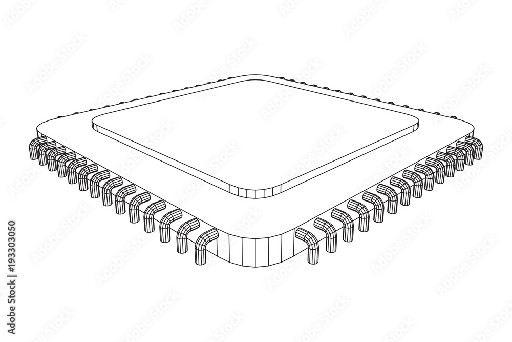 Micro-chip quantum processor, micro-processor with board electronic CPU wireframe low poly mesh vector illustration Micro-chip quantum processor, micro-processor with board electronic CPU wireframe low poly mesh vector illustration