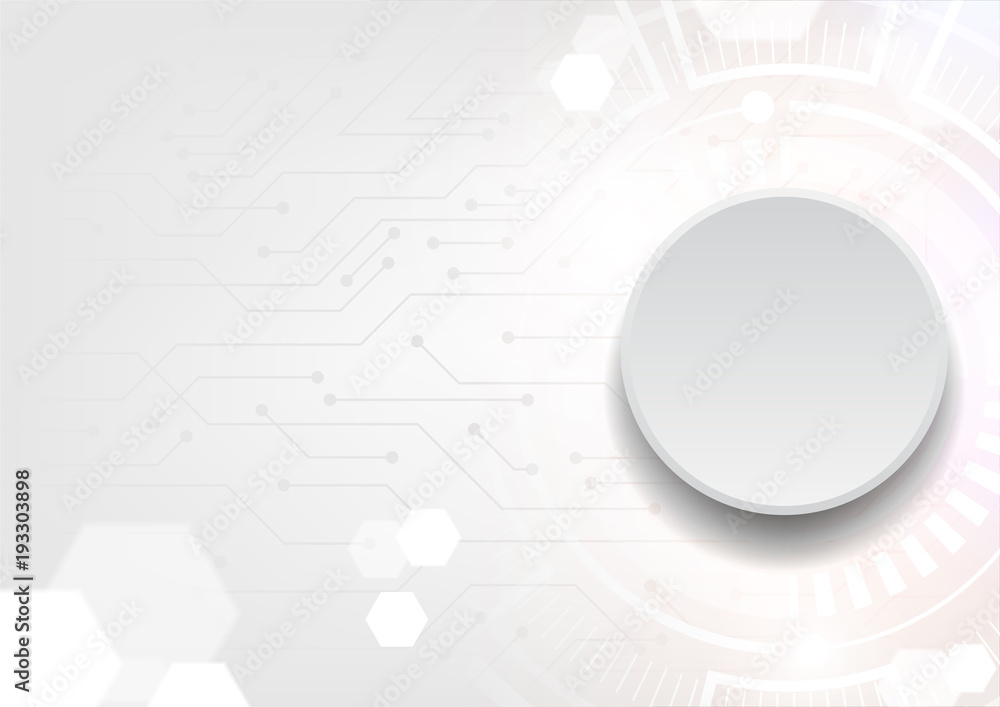white technology concept, circuit line with hexagons white technology concept, circuit line with hexagons