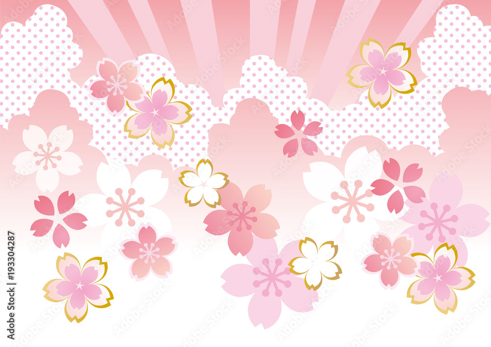 Fototapeta premium ウェイブ 桜 ドット 空