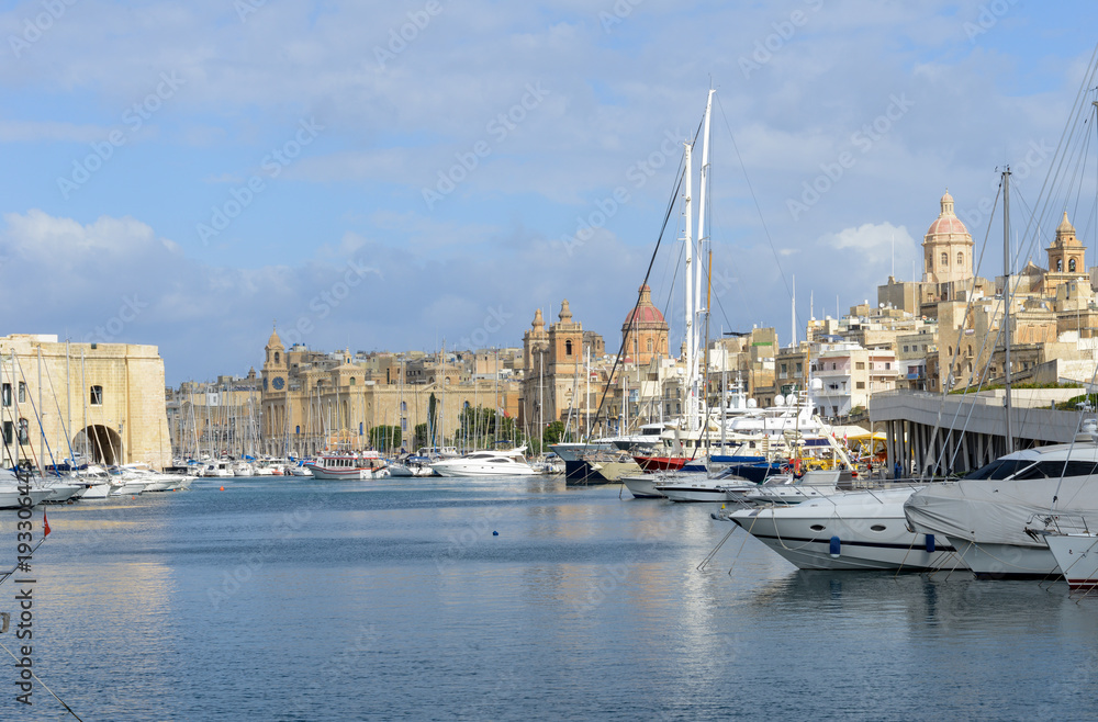 Vittoriosa one of the three cities across Valletta bay, Malta