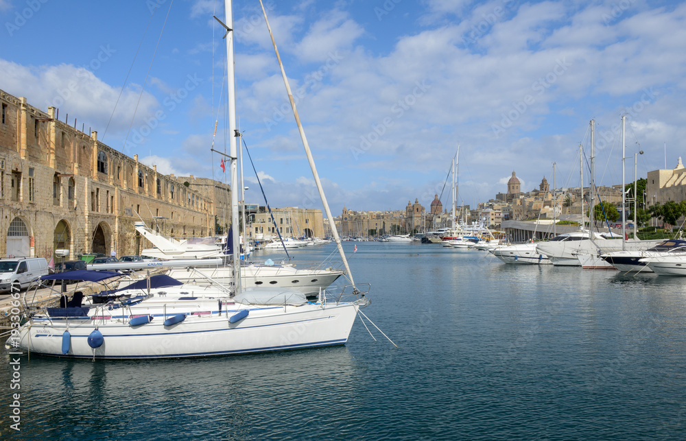 Vittoriosa one of the three cities across Valletta bay, Malta