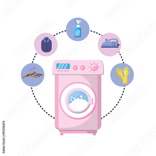set laundry equipment to washing the clothes