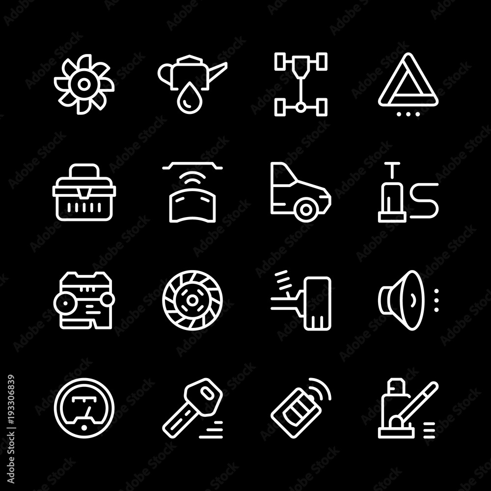 Set of car related line icons Set of car related line icons