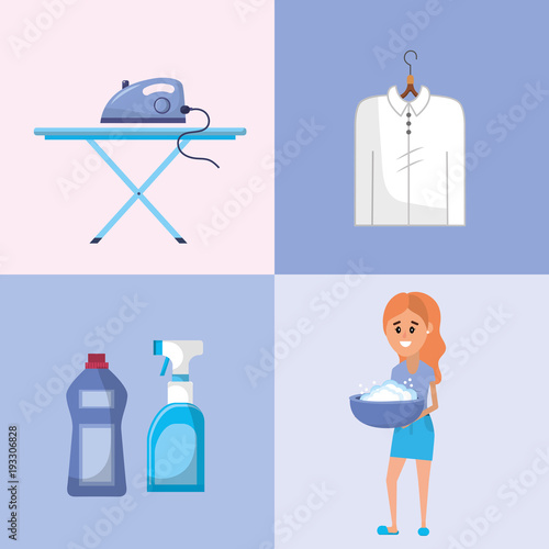 set laundry equipment to washing the clothes