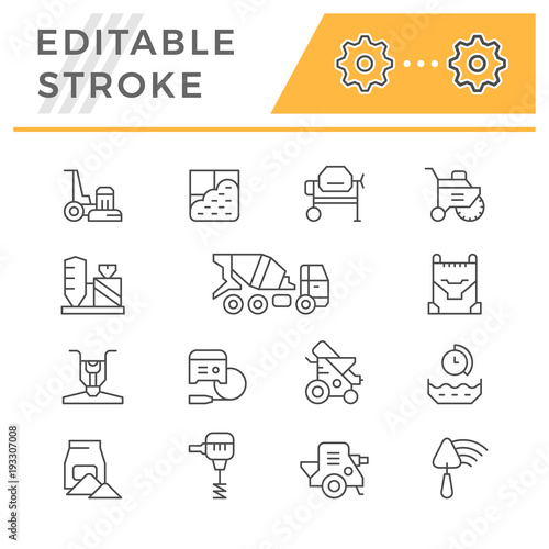 Set line icons of concrete