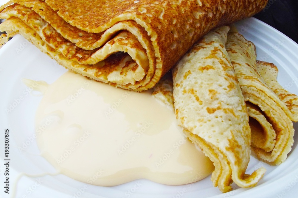 Hot pancakes on Shrove Tuesday. Hot pancakes on Shrove Tuesday.