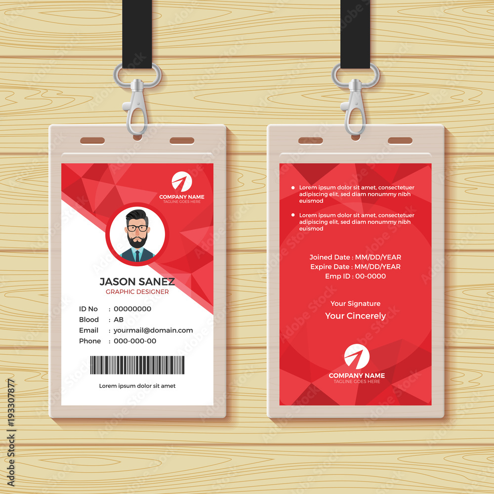 Red Geometric Employee ID Card Design Template – Stock For Company Id Card Design Template