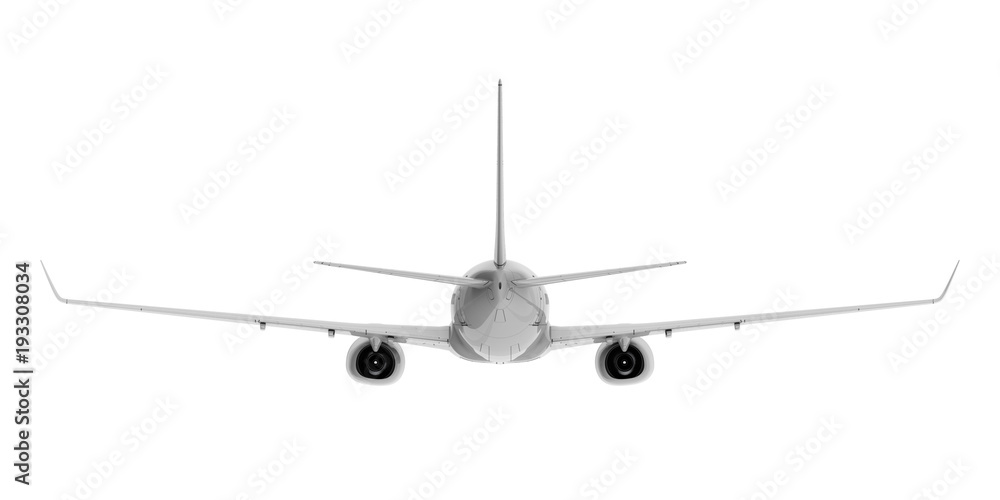 Commercial jet plane. 3D render. Rear view Commercial jet plane. 3D render. Rear view