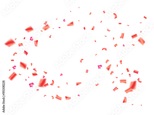 Vector Pink Tinsel Festival Confetti. Birthday  Christmas  New Year Party Celebration Firework Decor. Falling Down Fairy Festival Pink Foil Tinsel Vector Confetti. Modern Gift Voucher Border.