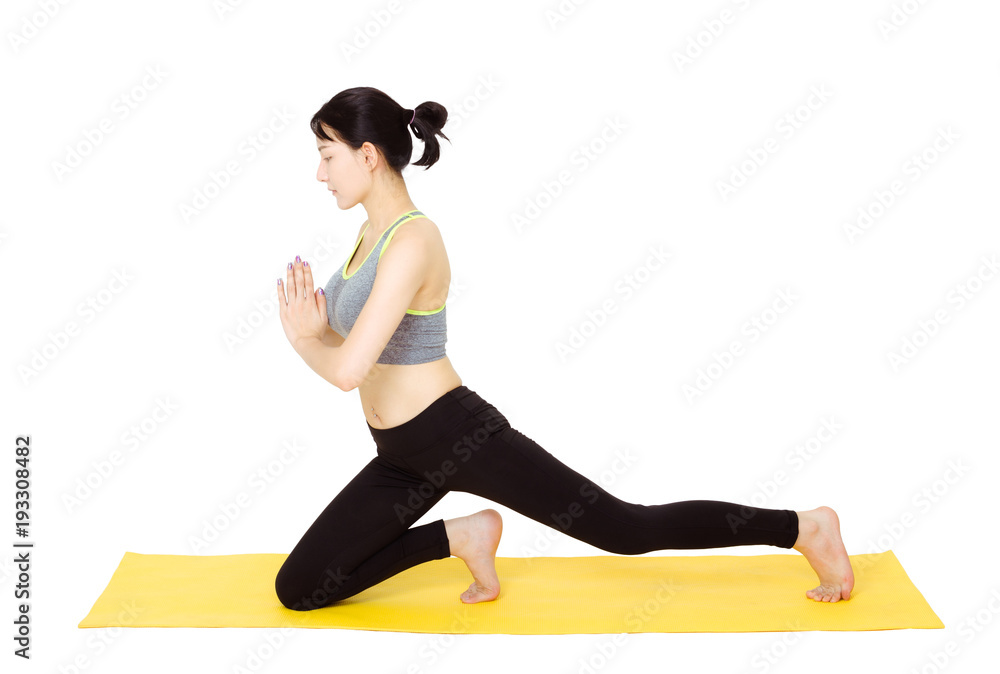 Fototapeta premium beautiful asian woman practice yoga pose isolated on white background with clipping path.