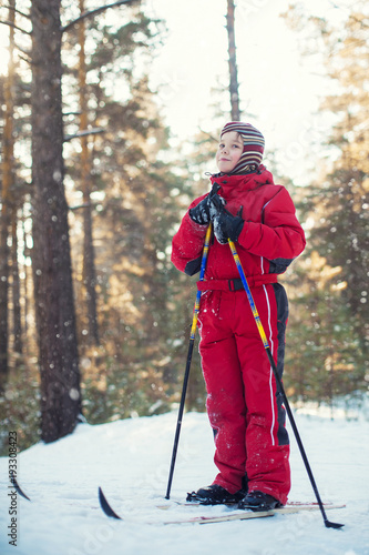 A little boy in red clothes...