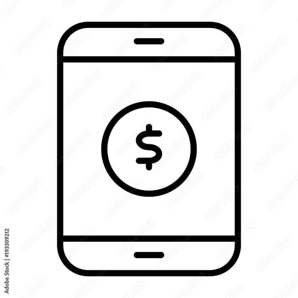Money Symbol on Smartphone Screen Line Icon. Vector Simple Minimal 96x96 Pictogram Money Symbol on Smartphone Screen Line Icon. Vector Simple Minimal 96x96 Pictogram