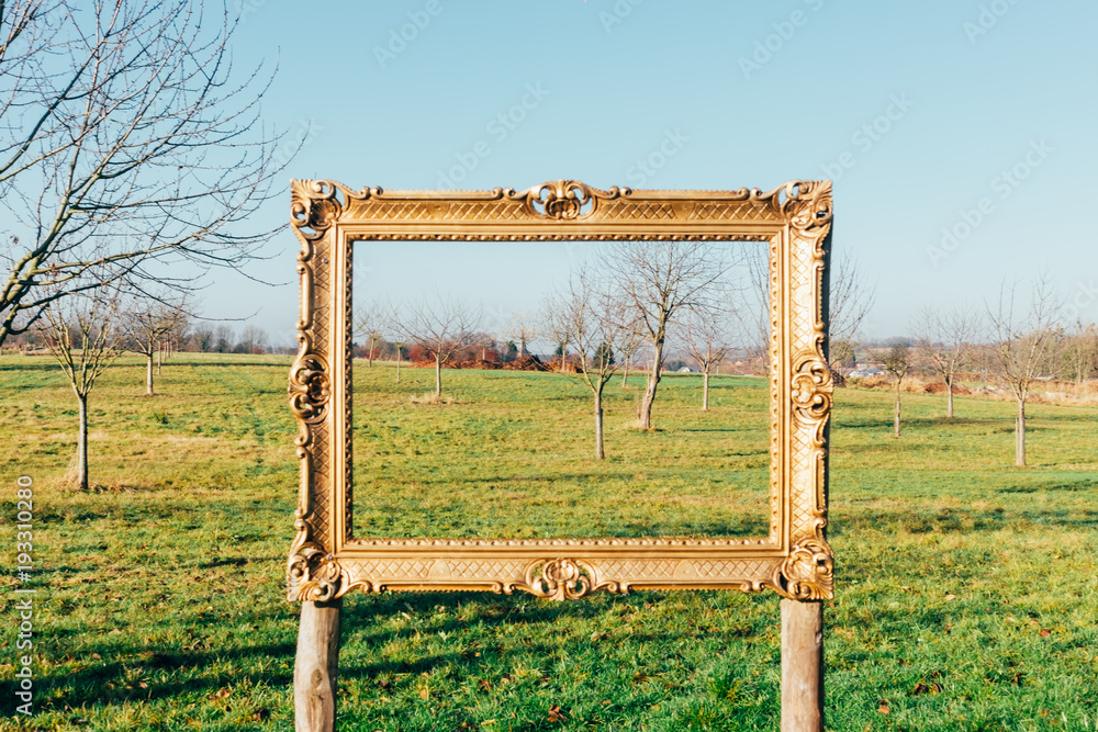 countryside landscape inside a frame