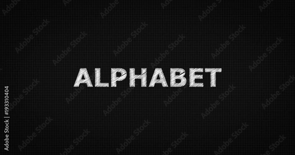 Writing or sketching a word ALPHABET Writing or sketching a word ALPHABET