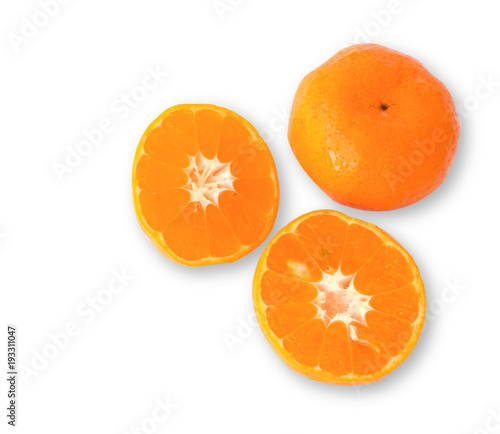 Mandarin  tangerine citrus fruit isolated on white background