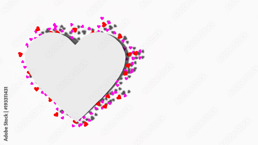 heart paper white inside pink and red hearts for background - 3d rendering