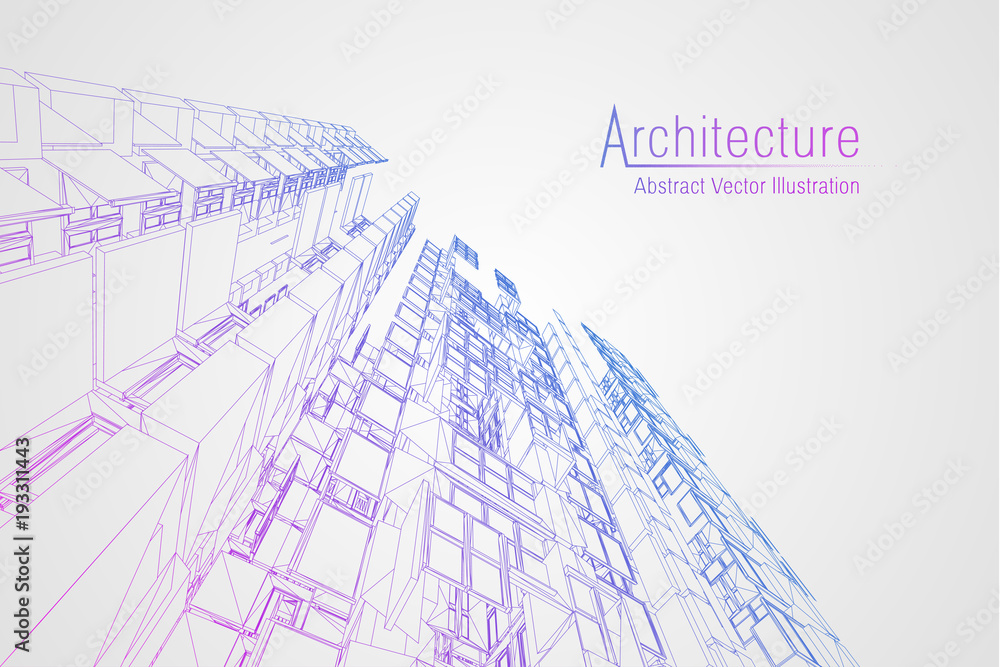 Modern architecture wireframe. Concept of urban wireframe. Wireframe ...