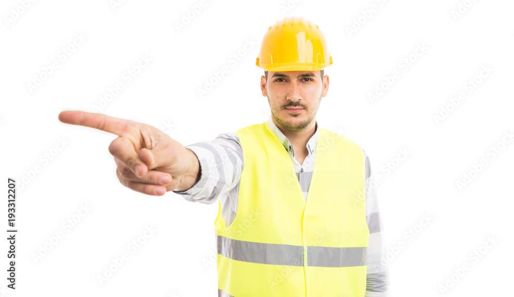 Engineer or architect showing no or refusal gesture.
