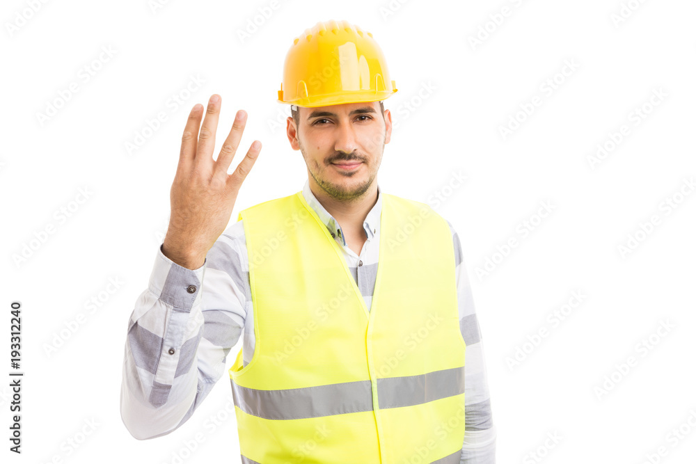 Builder or constructor showing number four. Builder or constructor showing number four.