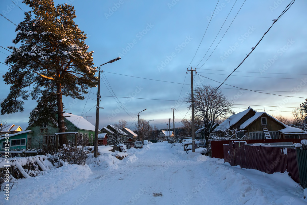 Winter rural landscape. Leningrad region, Russia.