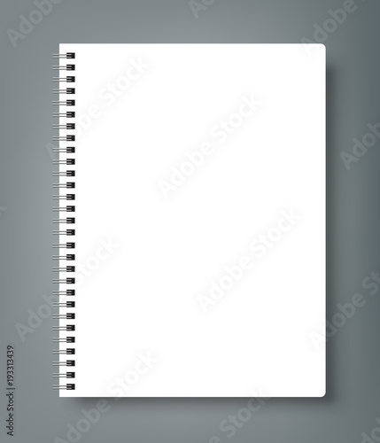 Realistic sheets of paper with spiral and brochure mockup cover template
