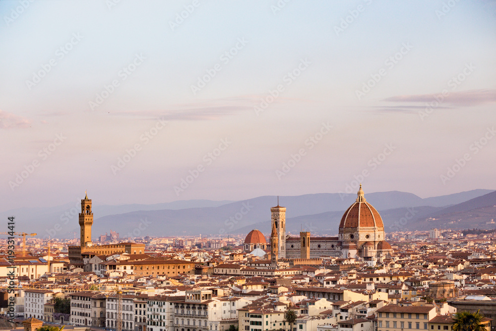 view of Florence at the sunrise time
