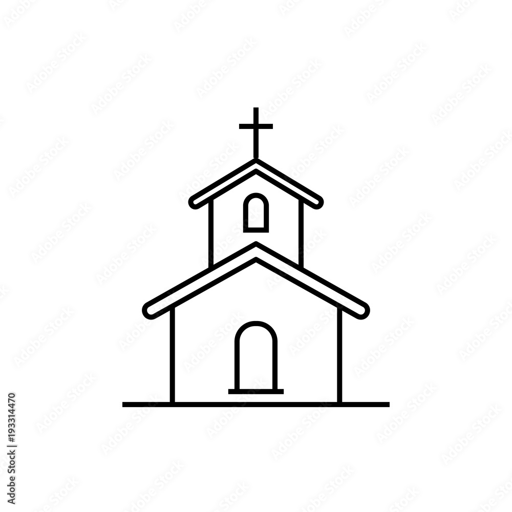 church building line black icon on white background church building line black icon on white background