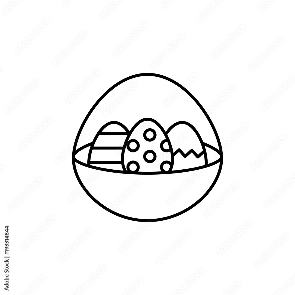 easter basket with eggs black line icon on white background easter basket with eggs black line icon on white background