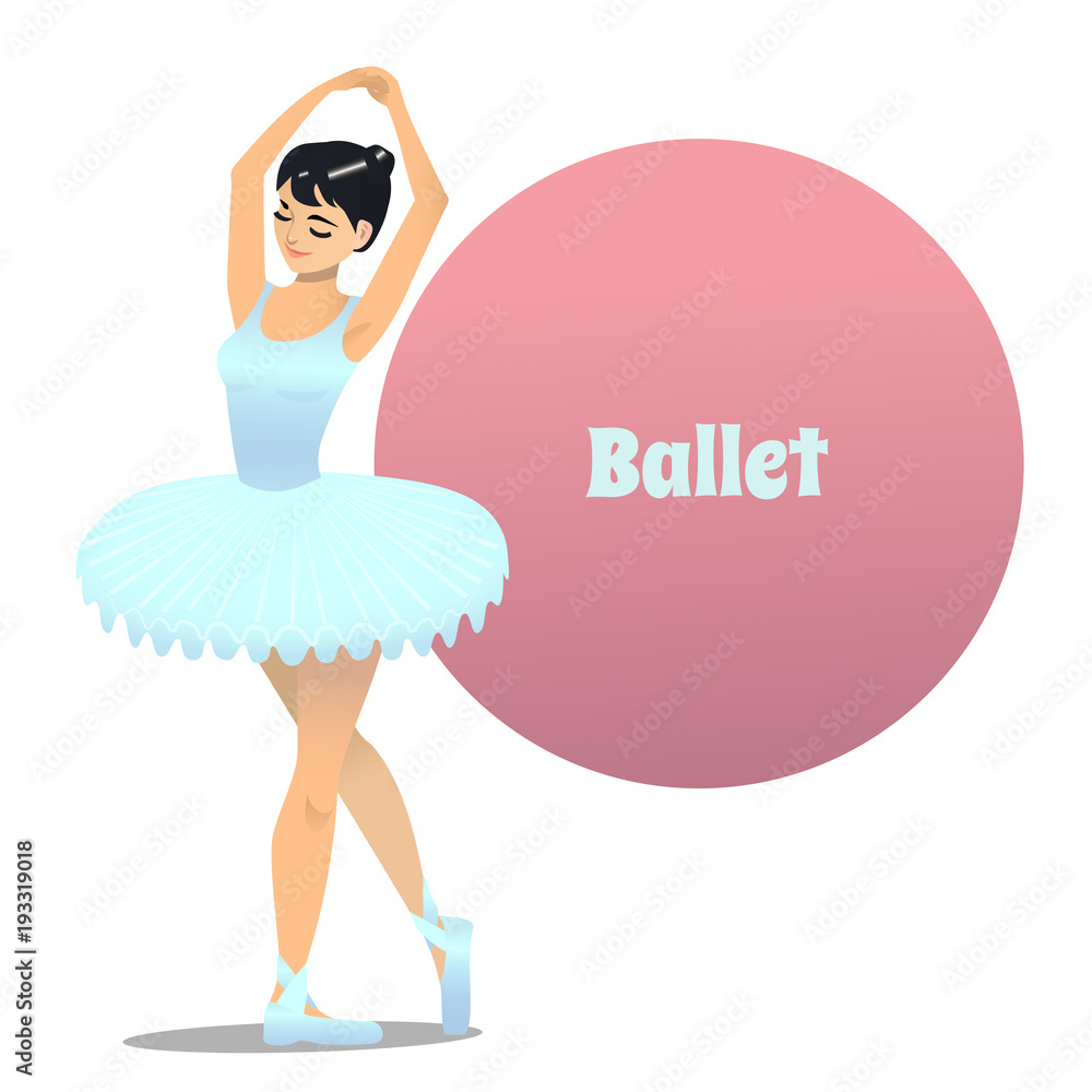 Ballet Dancer. Ballerina in Cartoon Style for Fliers Posters Banners Prints  of Dance School and Studio. Vector Illustration Stock Vector | Adobe Stock
