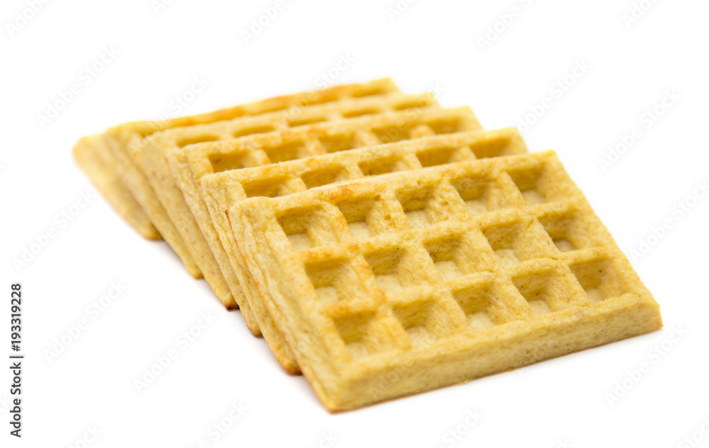 Homemade Rectangle Waffle on a White Background Homemade Rectangle Waffle on a White Background