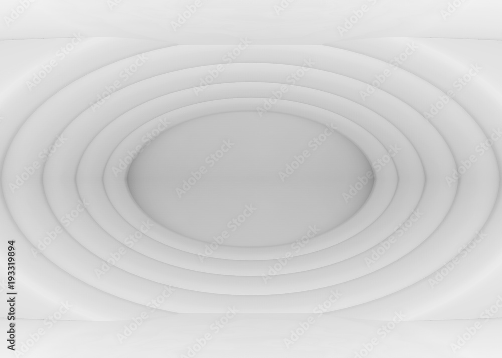 Obraz premium 3d rendering. Abstract modern white ripple Elipse shape wall background.