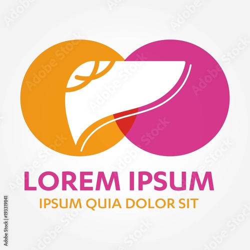 Liver Organ Hepatology Logo, 2d vector logo on colored round plate,  illustration isolated vector sign medical hospital clinic symbol icon