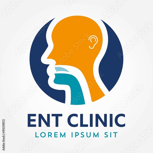 ENT logo template. Head for ear, nose, throat doctor specialists. logo concept. Line vector icon. Editable stroke. Flat linear illustration isolated on white background