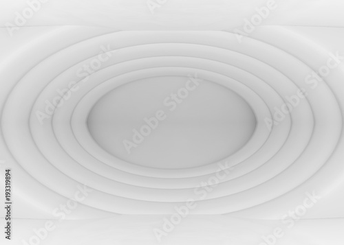 3d rendering. Abstract modern white ripple Elipse shape wall background.