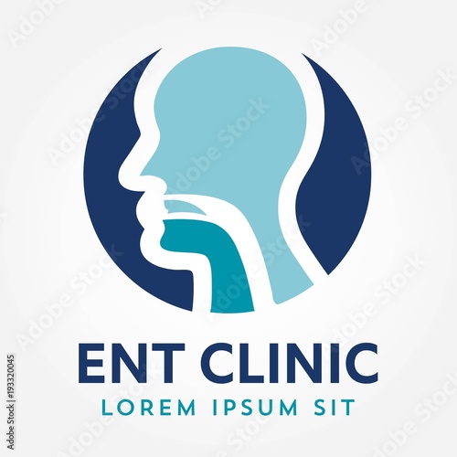 ENT logo template. Head for ear, nose, throat doctor specialists. logo concept. Line vector icon. Editable stroke. Flat linear illustration isolated on white background