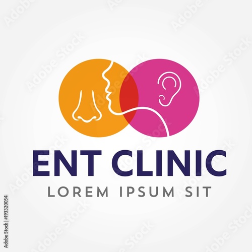 ENT logo template. Head for ear, nose, throat doctor specialists. logo concept. Line vector icon. Editable stroke. Flat linear illustration isolated on white background