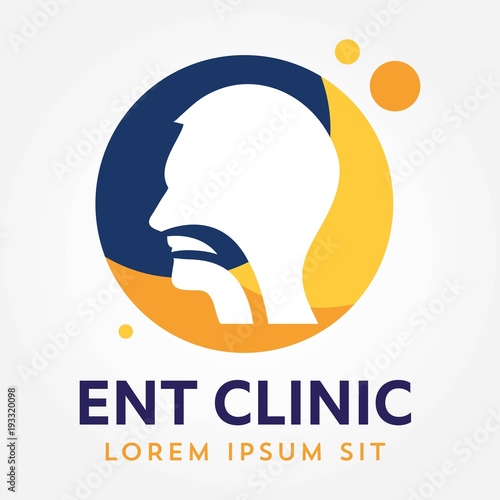 ENT logo template. Head for ear, nose, throat doctor specialists. logo concept. Line vector icon. Editable stroke. Flat linear illustration isolated on white background