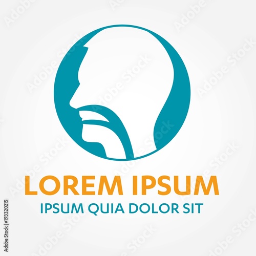 ENT logo template. Head for ear, nose, throat doctor specialists. logo concept. Line vector icon. Editable stroke. Flat linear illustration isolated on white background