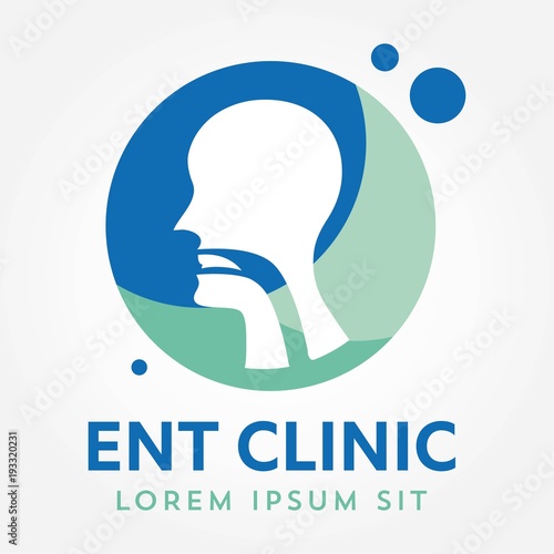 ENT logo template. Head for ear, nose, throat doctor specialists. logo concept. Line vector icon. Editable stroke. Flat linear illustration isolated on white background