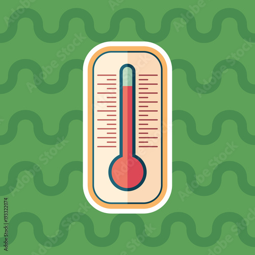 Thermometer sticker flat icon with color background.