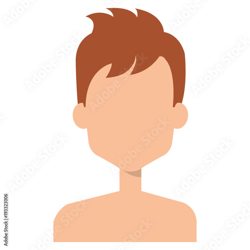 young man shirtless avatar character vector illustration design