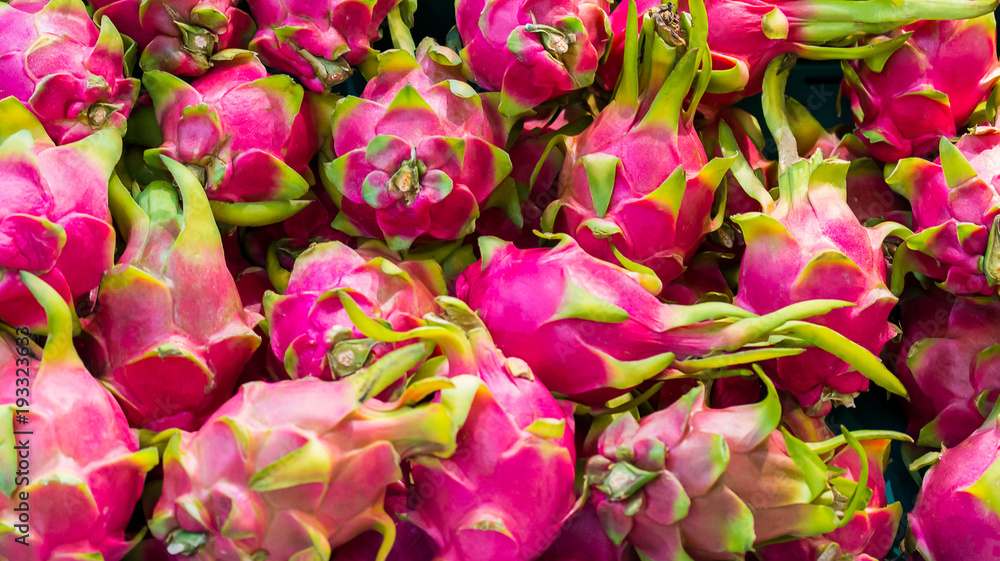 red dragon fruit on market stand, Thailand. red dragon fruit on market stand, Thailand.