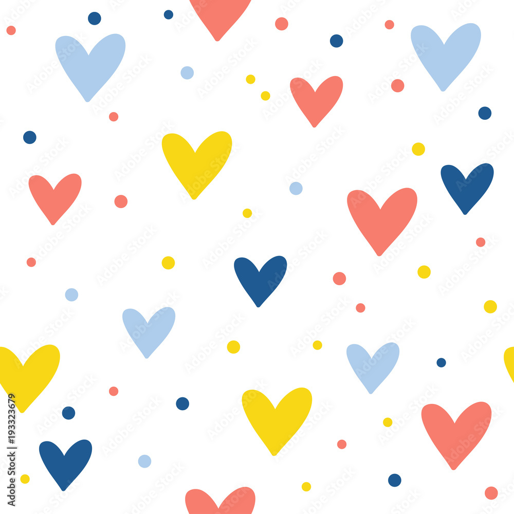 Abstract handmade heart seamless pattern background. Childish handmade  craft for design card, cafe menu, wallpaper, gift album, scrapbook, holiday  wrapping paper, baby nappy, bag print, t shirt etc. Stock Vector | Adobe
