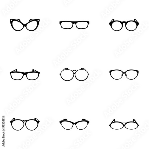 Spectacle icons set. Simple set of 9 spectacle vector icons for web isolated on white background