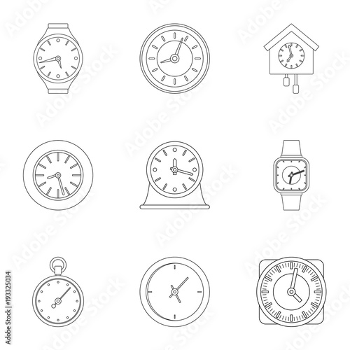 Chronograph icons set. Outline set of 9 chronograph vector icons for web isolated on white background